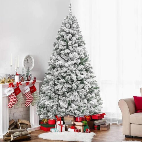 Snow flocked christmas - snow, tree