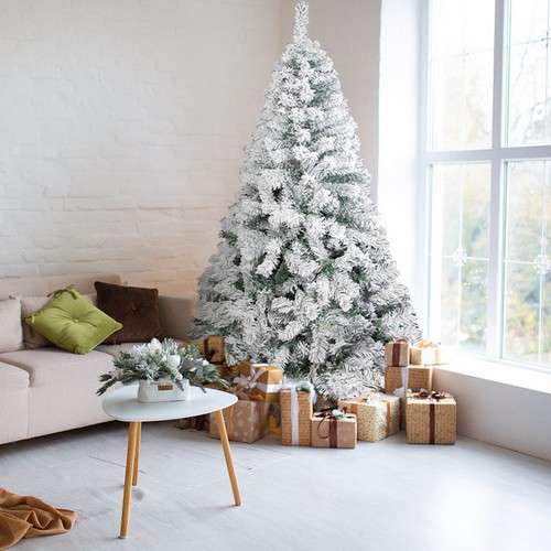 Snow flocked christmas tree - snow,