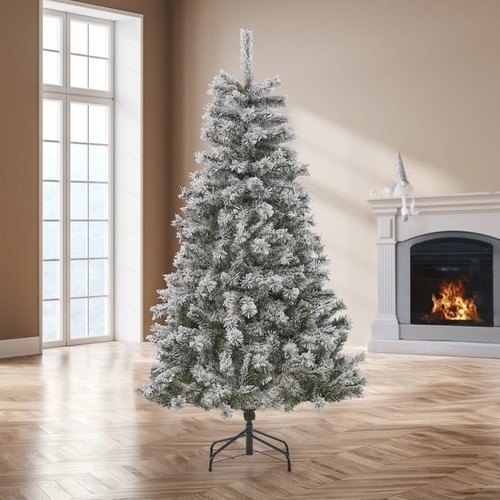 Snow flocked christmas tree - snow,